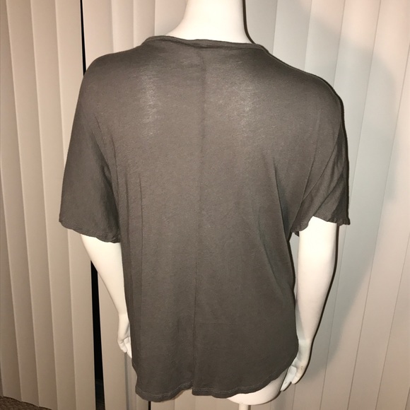 Grey Wrap Front Flowy Top - Picture 3 of 3